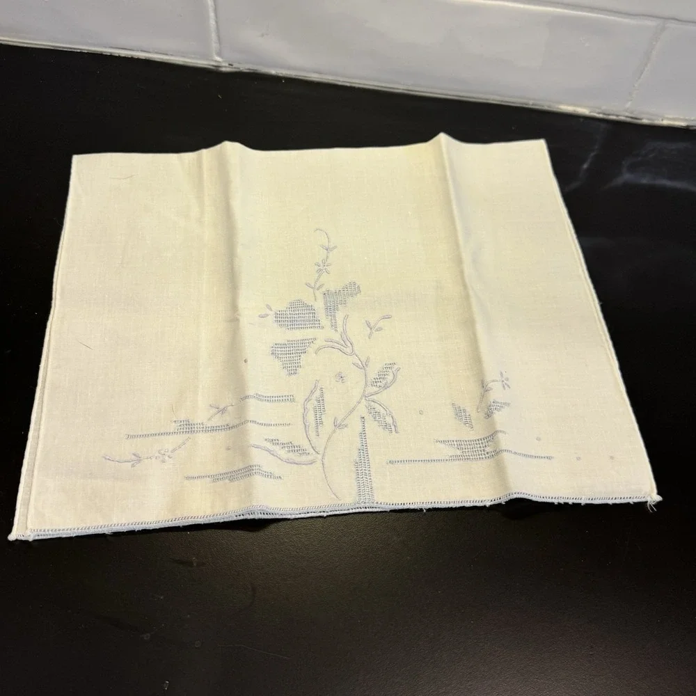 5 Piece Lot‎ Linen Handkerchief Tea Towel Pillowcase Cutwork Lace Handmade